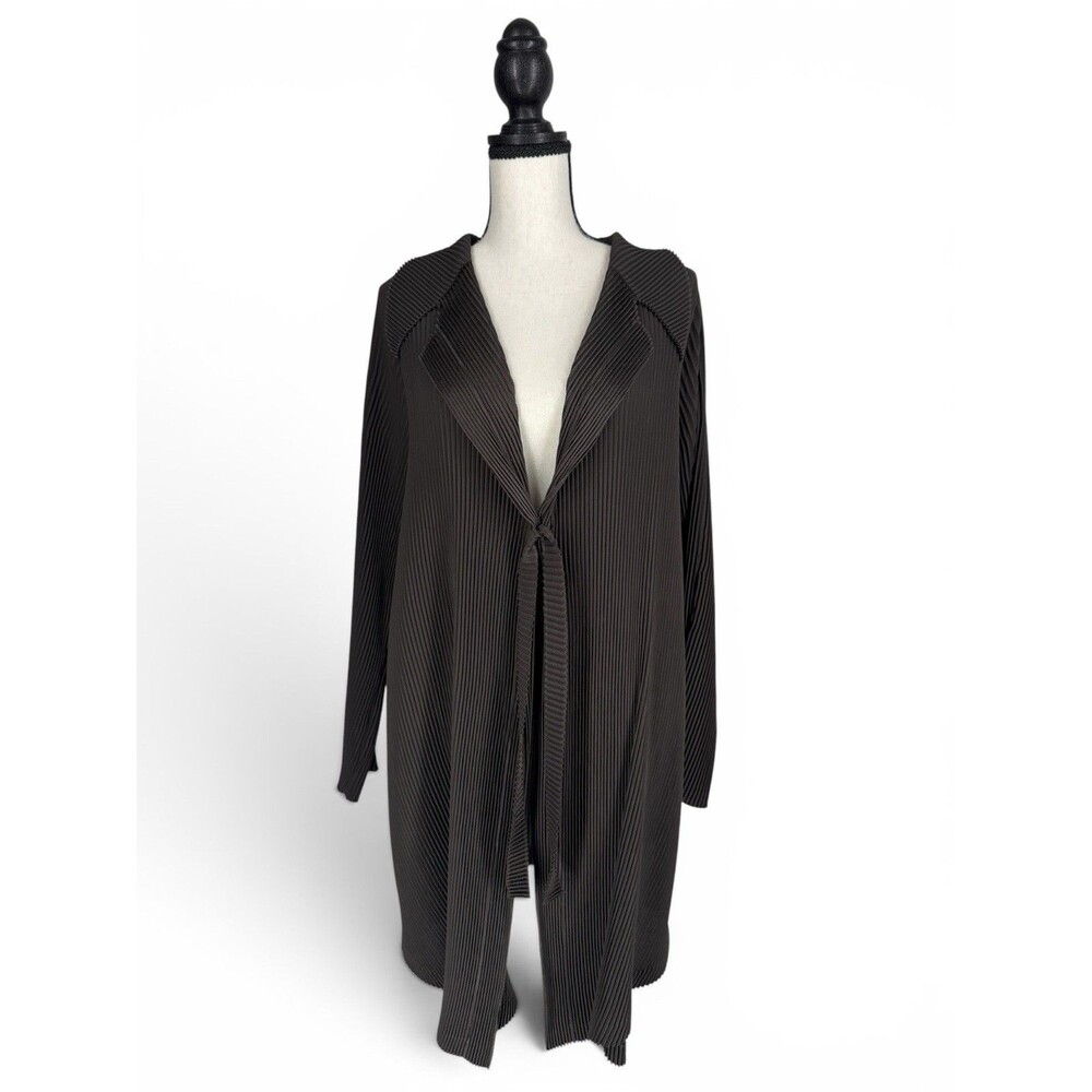babette San Francisco Brown Mid Length Pleated Tie Front Jacket Size S